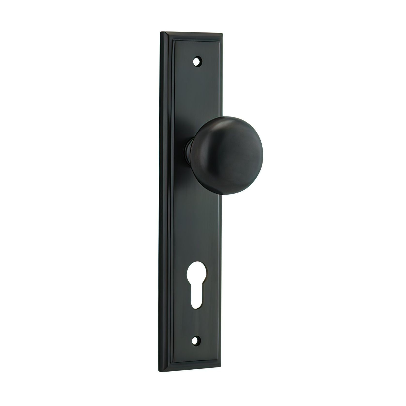 Iver Cambridge Door Knob on Stepped Backplate Signature Brass gallery detail image