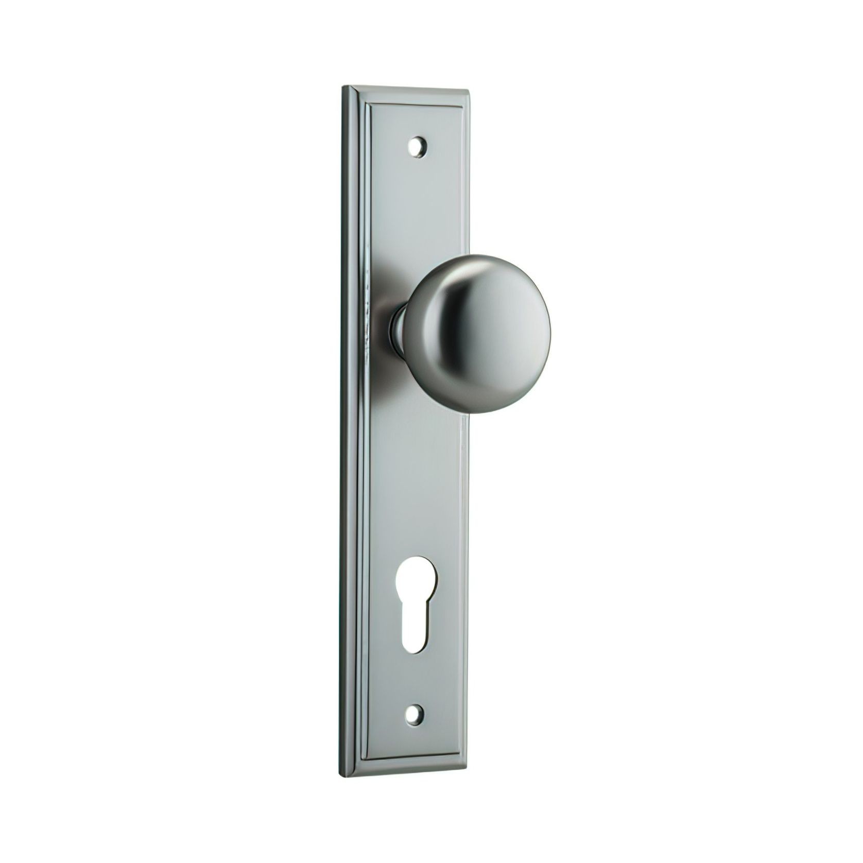 Iver Cambridge Door Knob on Stepped Backplate Satin Nickel - Customise to your needs gallery detail image