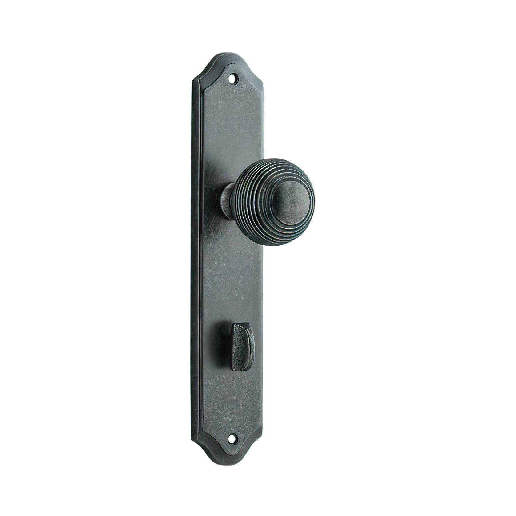 Iver Guildford Door Knob on Shouldered Backplate Distressed Nickel gallery detail image
