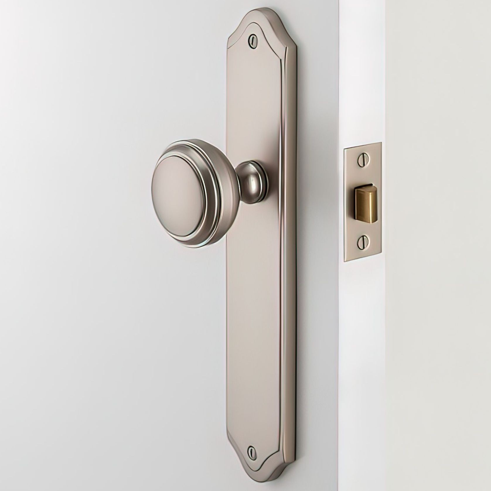 Iver Paddington Door Knob on Shouldered Backplate Satin Nickel - Customise to your needs gallery detail image