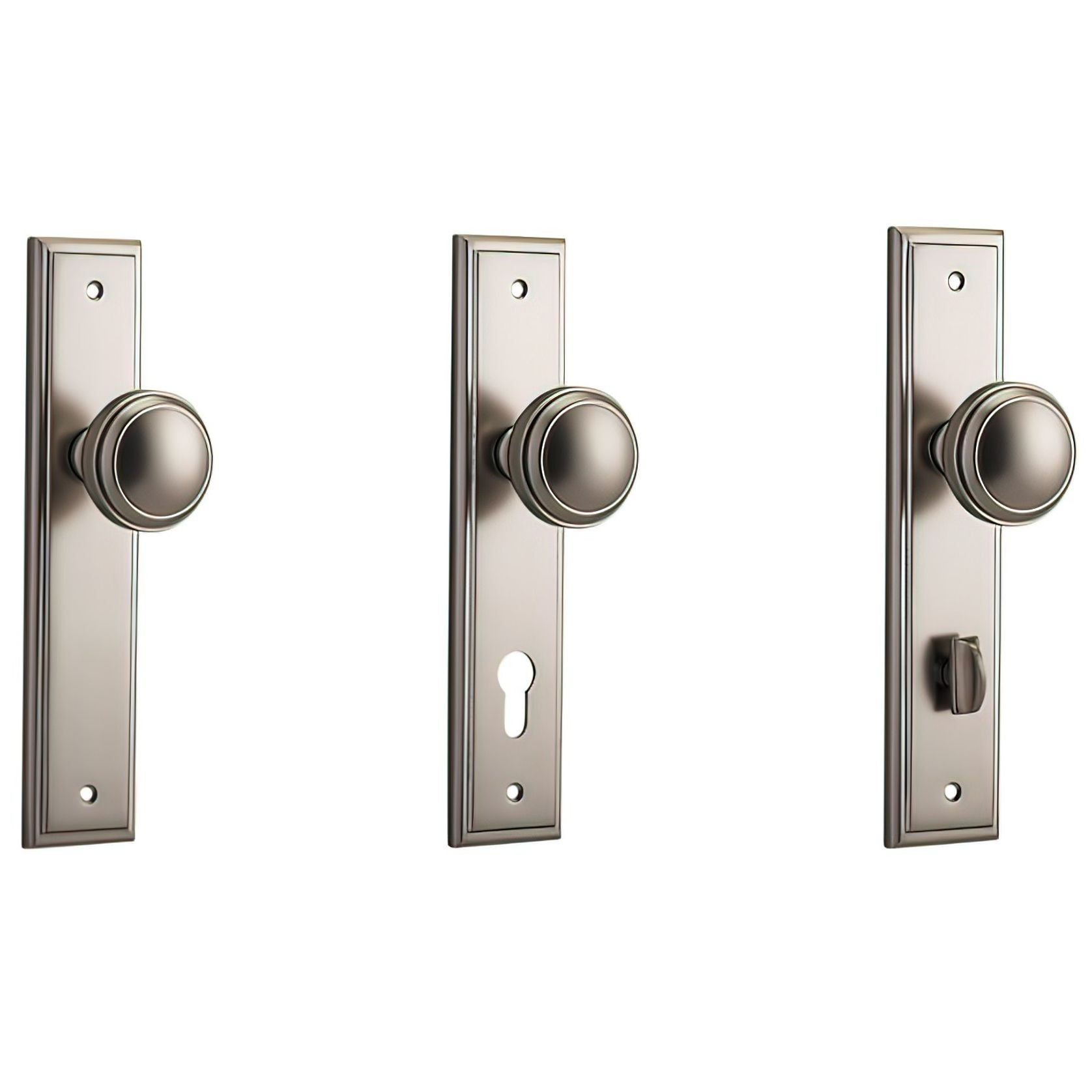 Iver Paddington Door Knob Stepped Backplate Satin Nickel - Customise to your needs gallery detail image