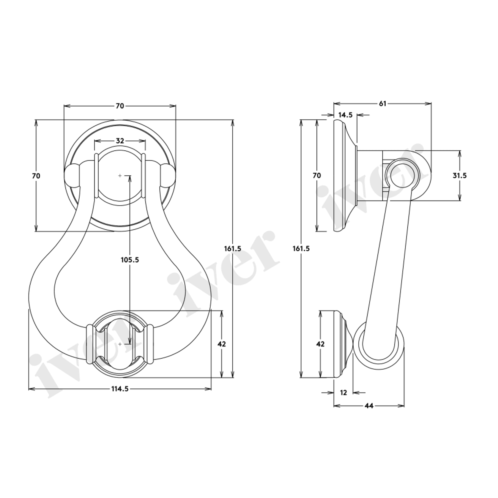 Iver Sarlat Door Knocker Polished Brass 137mm x 115mm 9390 gallery detail image