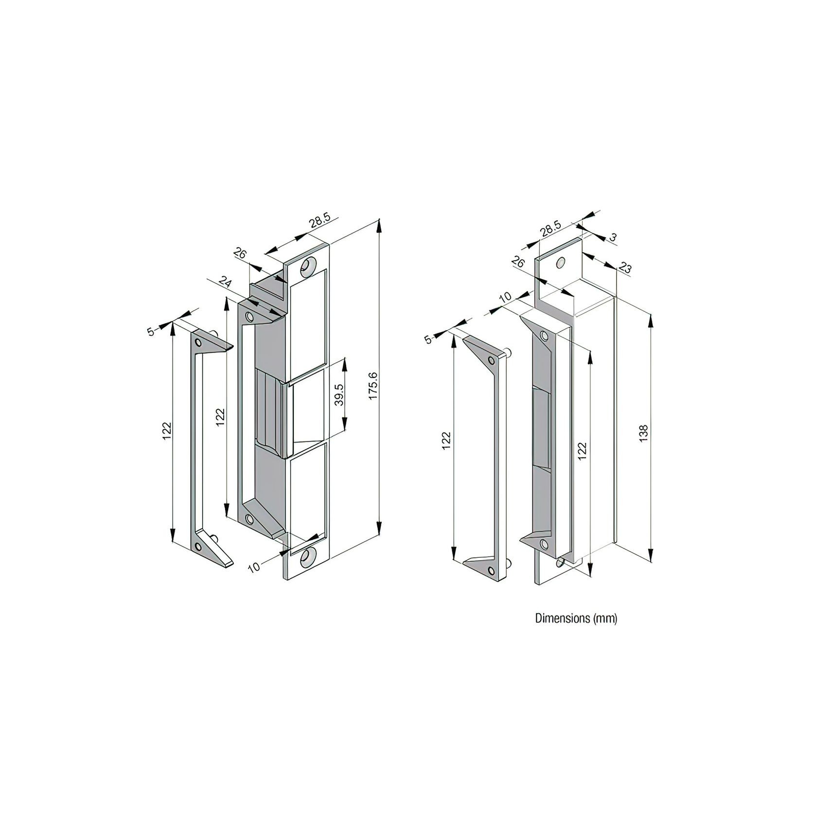 LOX High Security Electric Strike Non-Monitored Multi Voltage 10-30VDC ES20 gallery detail image