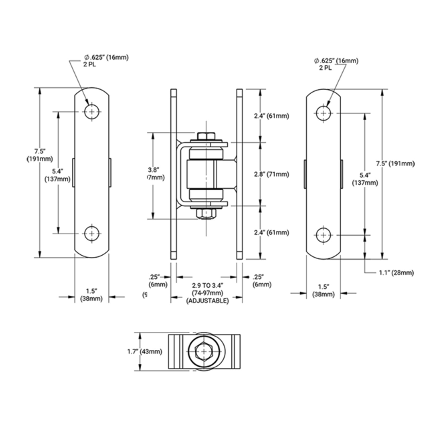 Shut it®  Bolt-On Badass Gate Hinge gallery detail image