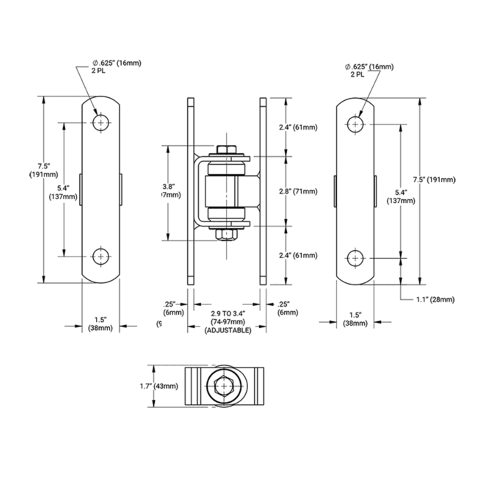 Shut it® Bolt-On Badass Gate Hinge gallery detail image