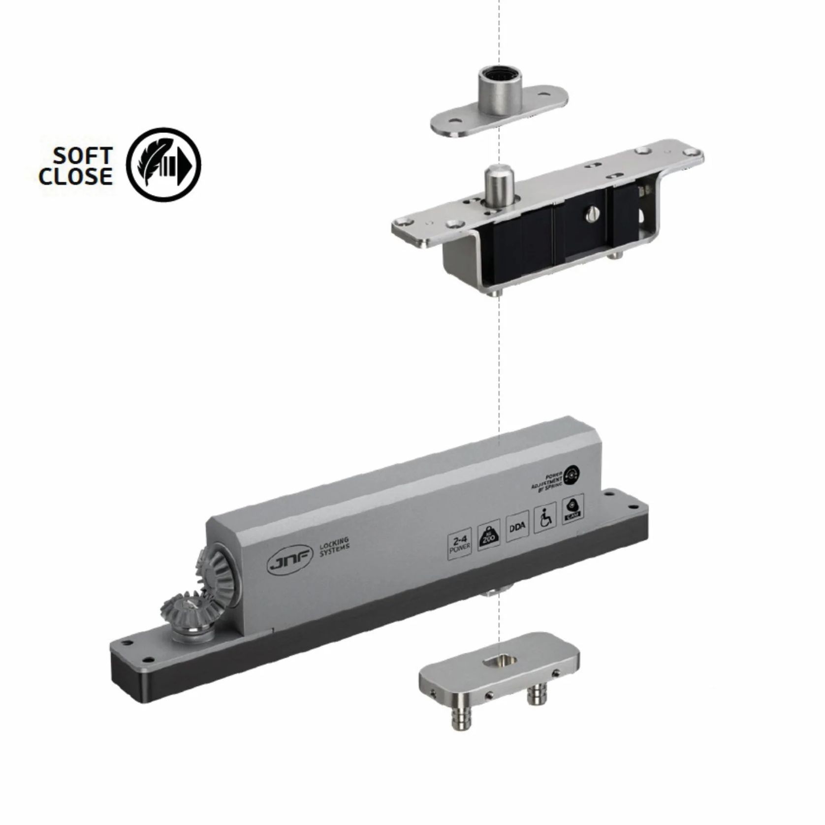 IN.05.214 JNF Hydraulic Pivot Set For Wooden Doors gallery detail image