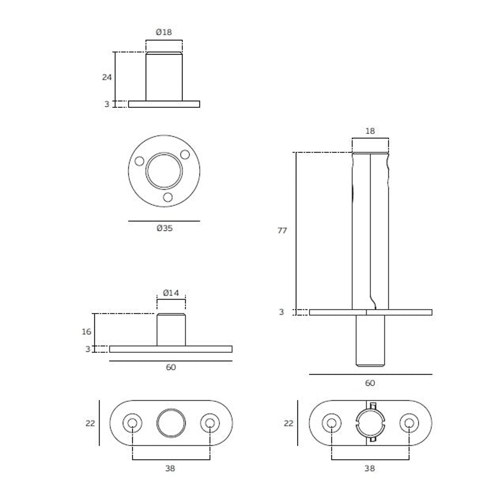 IN.05.208 Flush Hinge for Single or Double Action gallery detail image