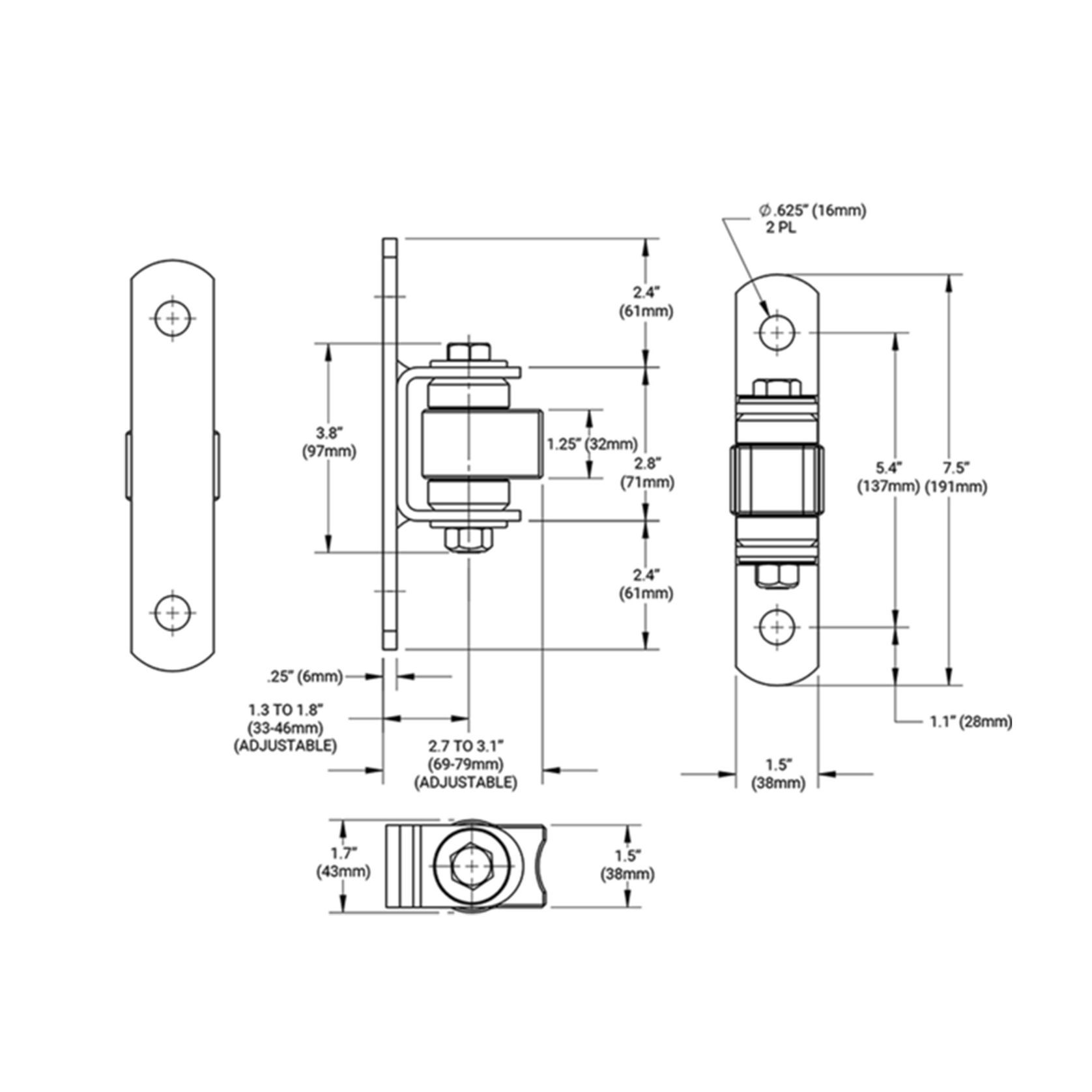 Shut it® Half Bolt-On Badass Hinge gallery detail image