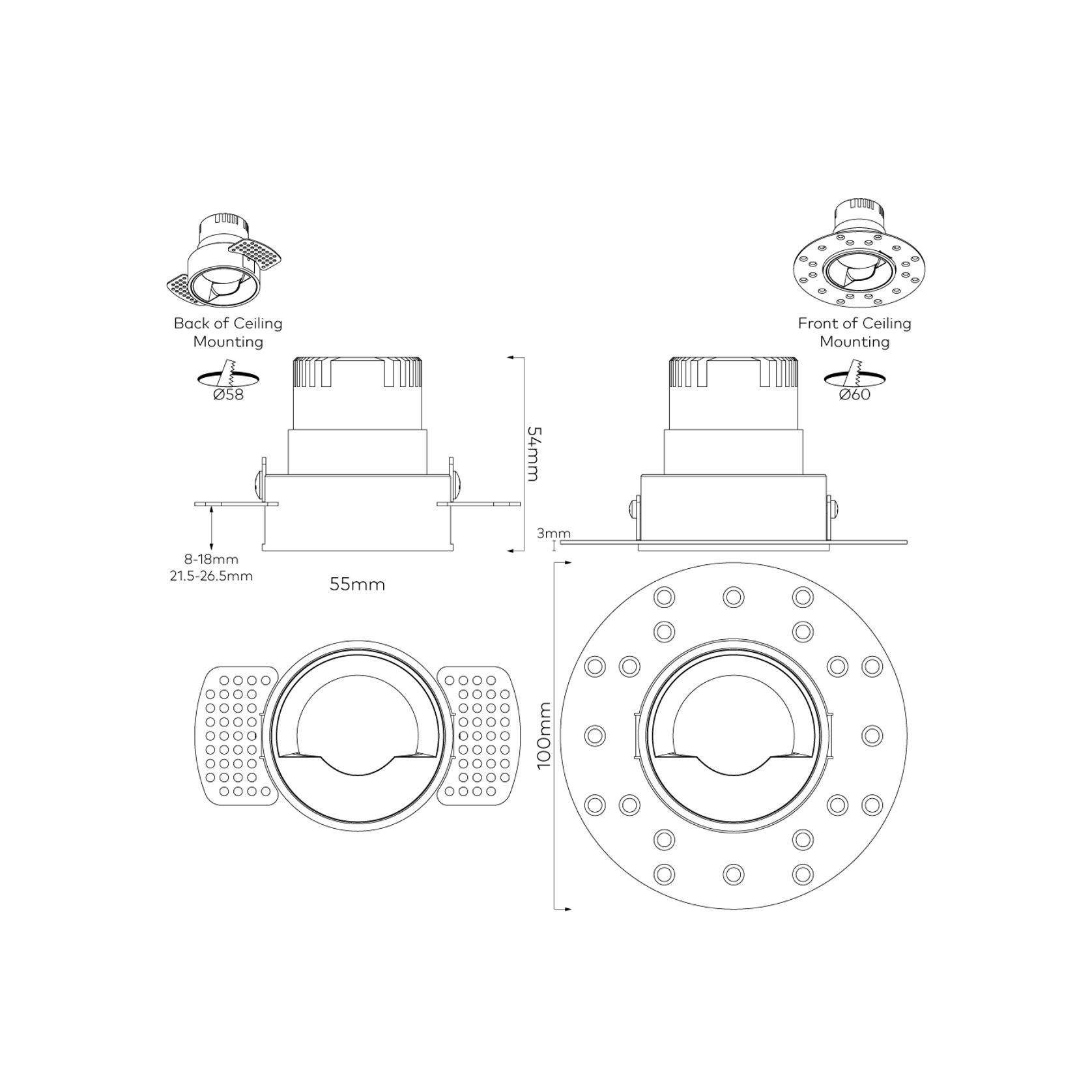 IBL Dark Round 60 Wall Wash Trimless Downlight gallery detail image