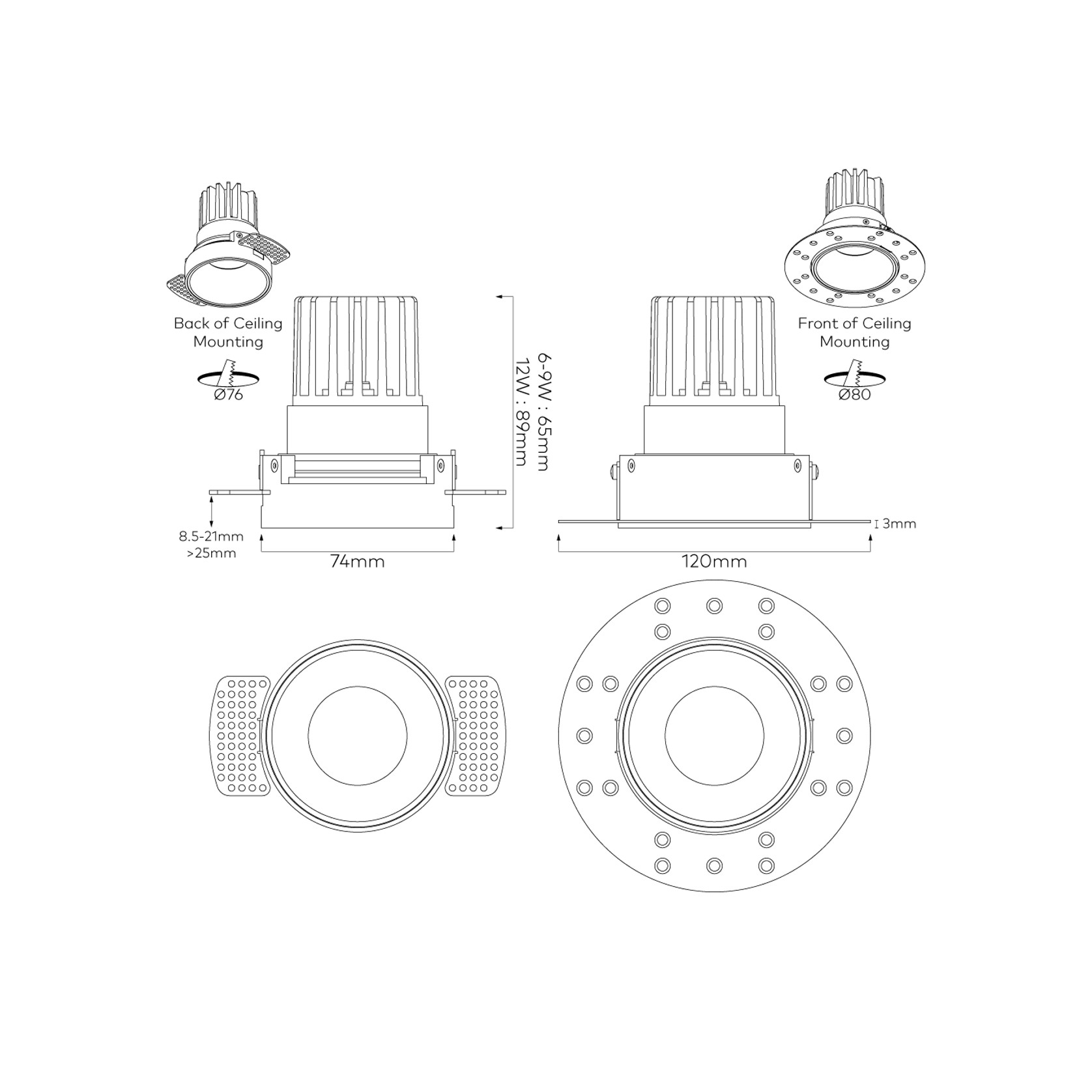IBL Dark Round 80 Trimless Downlight gallery detail image