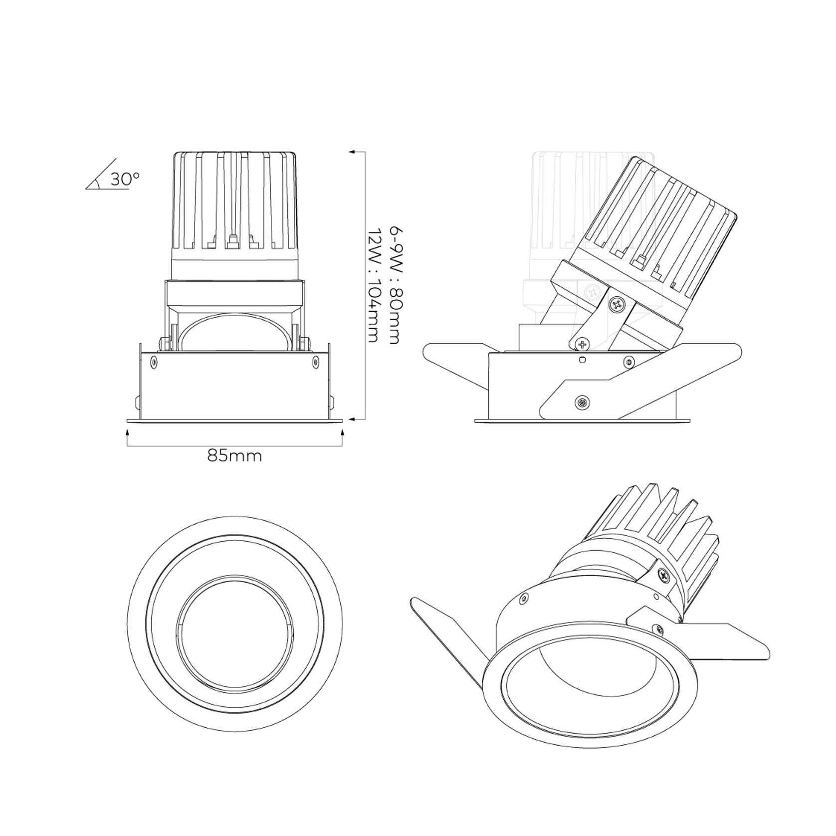 IBL Dark Round 80 Tilt Downlight gallery detail image