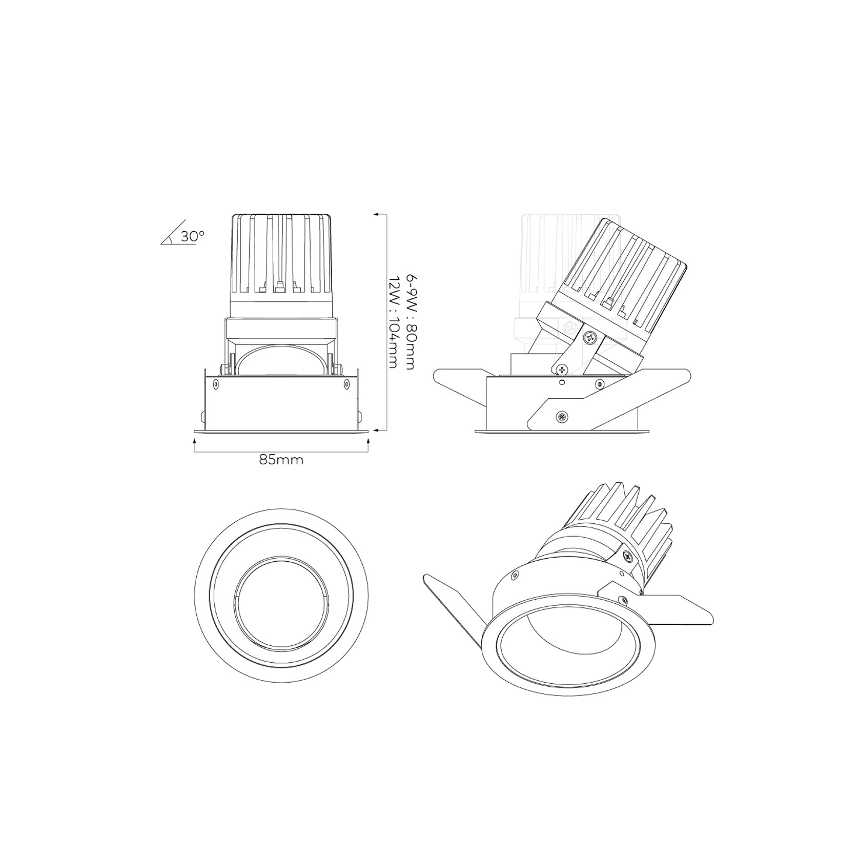 IBL Dark Round 80 Tilt Downlight gallery detail image