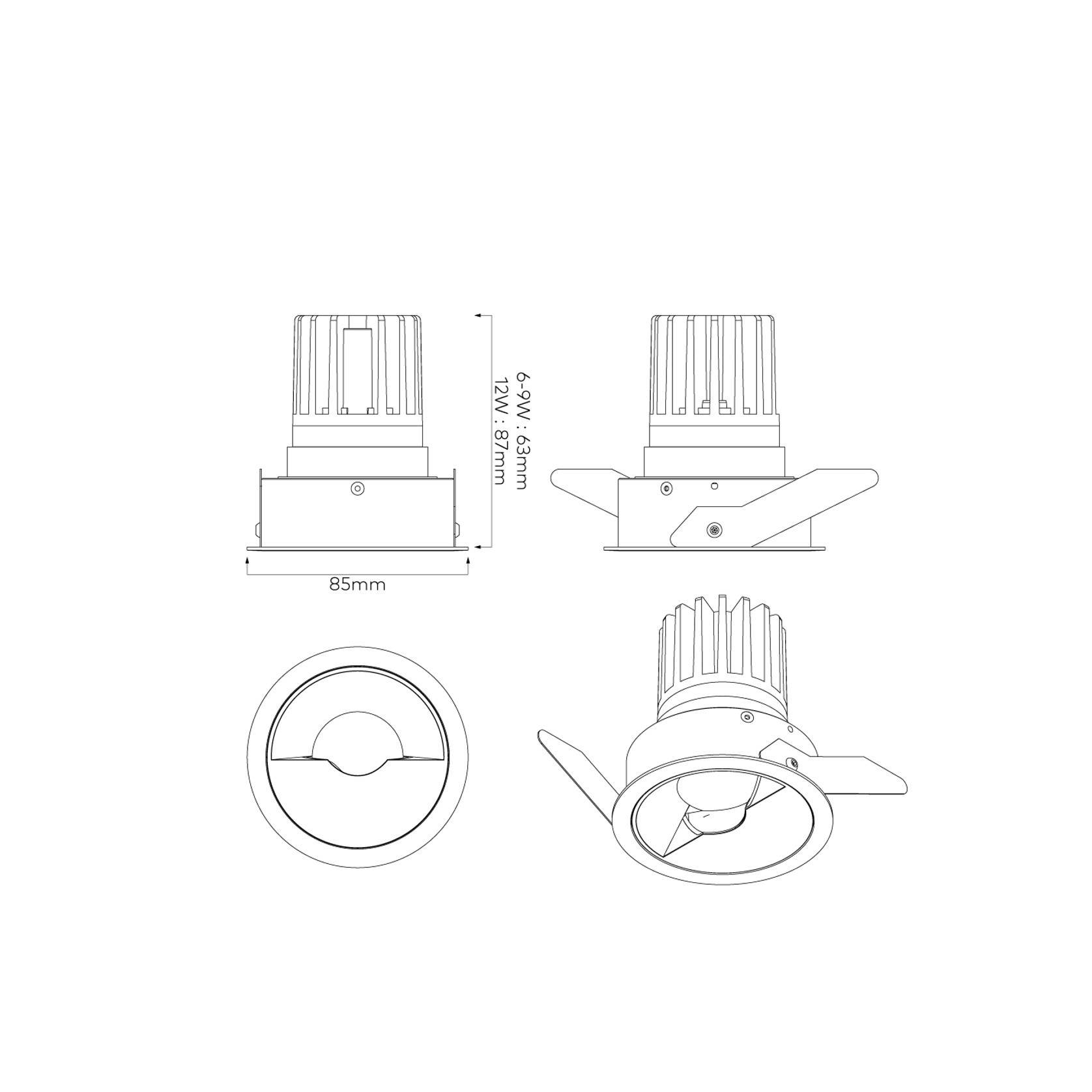 IBL Dark Round 80 Wall Wash Downlight gallery detail image