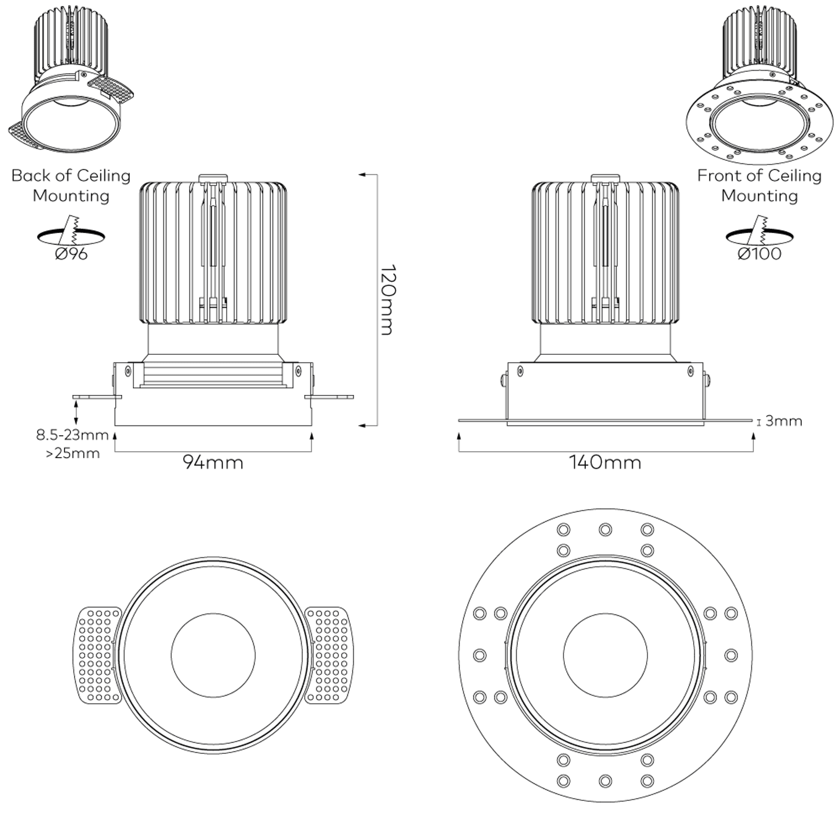 IBL Dark Round 100 Trimless Downlight gallery detail image