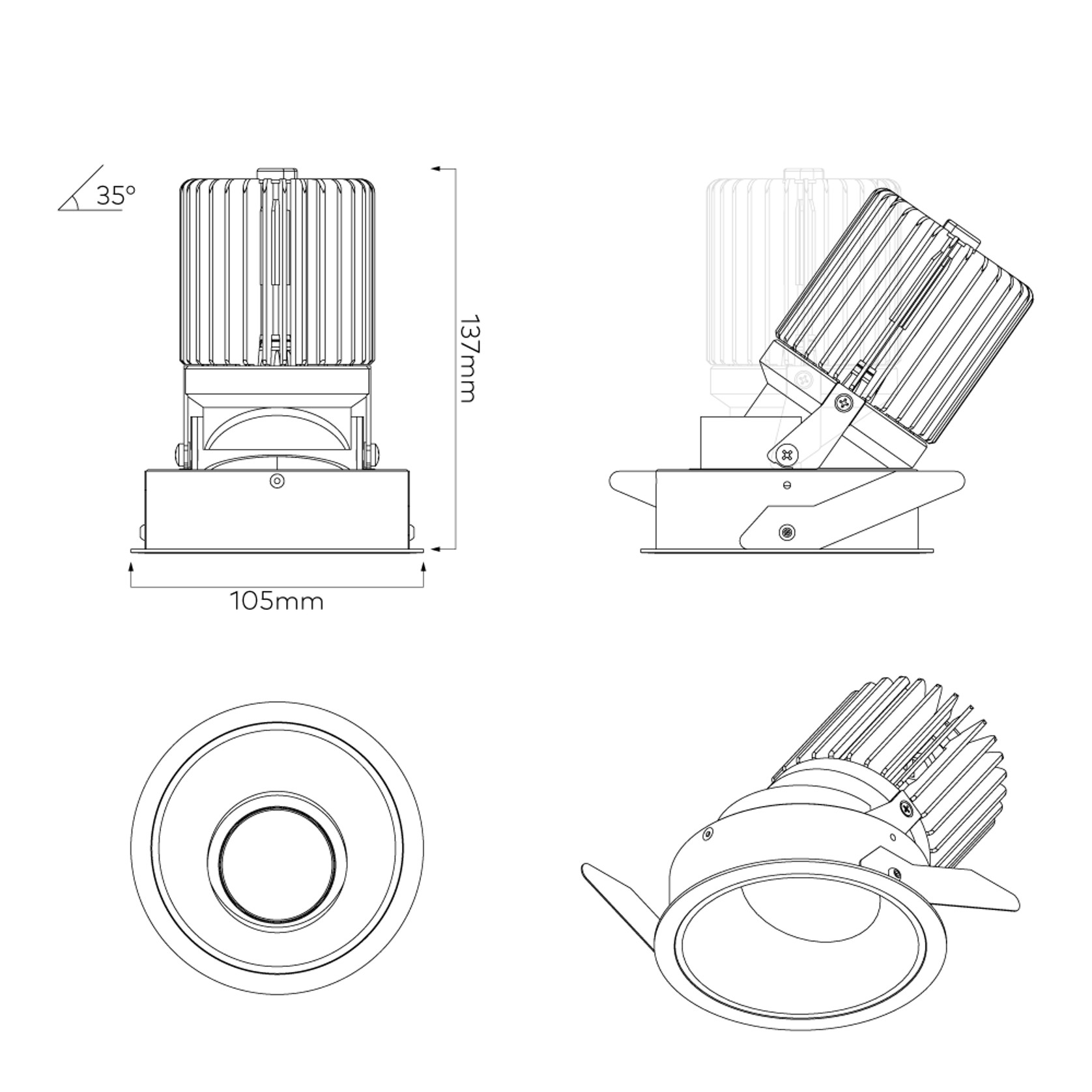 IBL Dark Round 100 Tilt Downlight gallery detail image