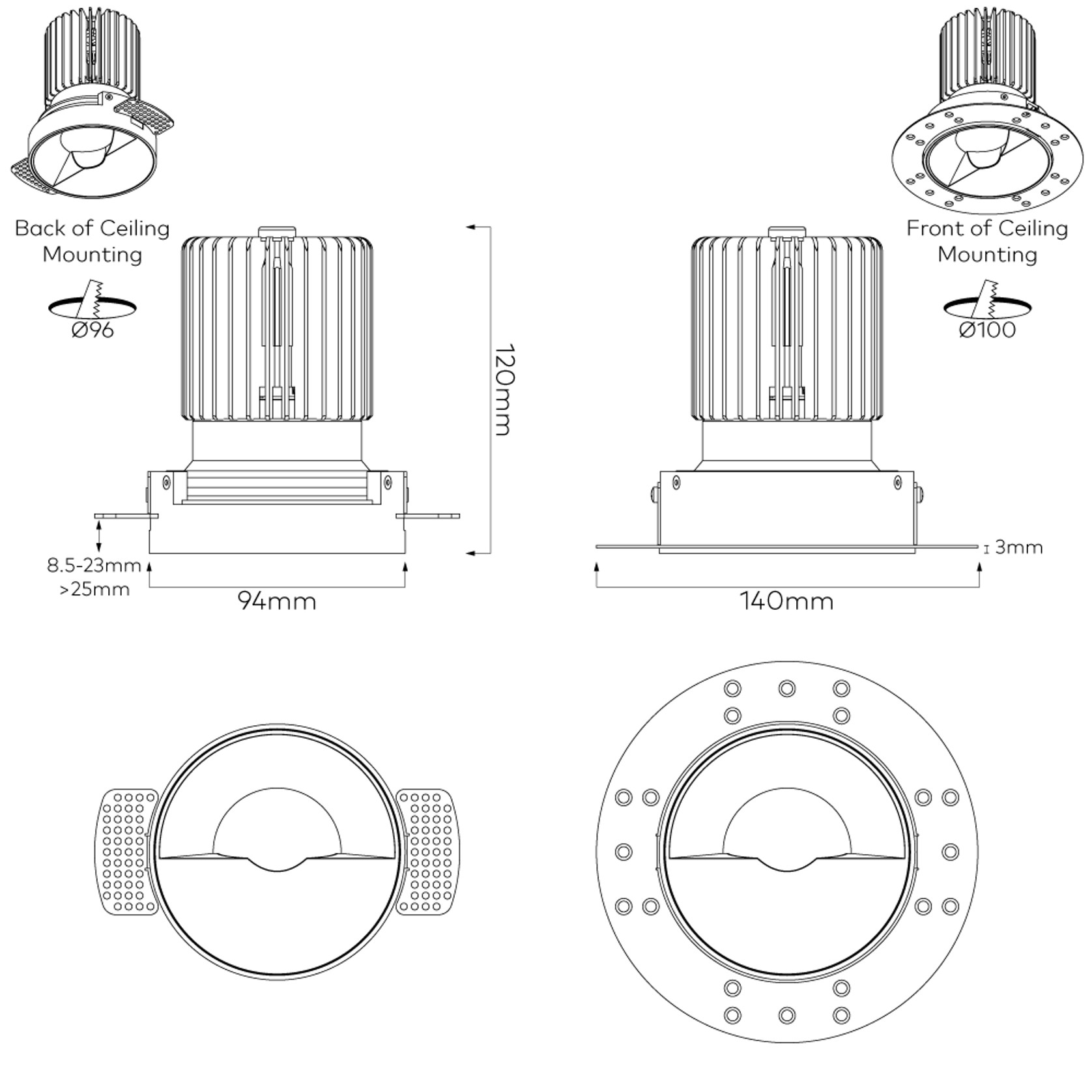 IBL Dark Round 100 Wall Wash Trimless Downlight gallery detail image