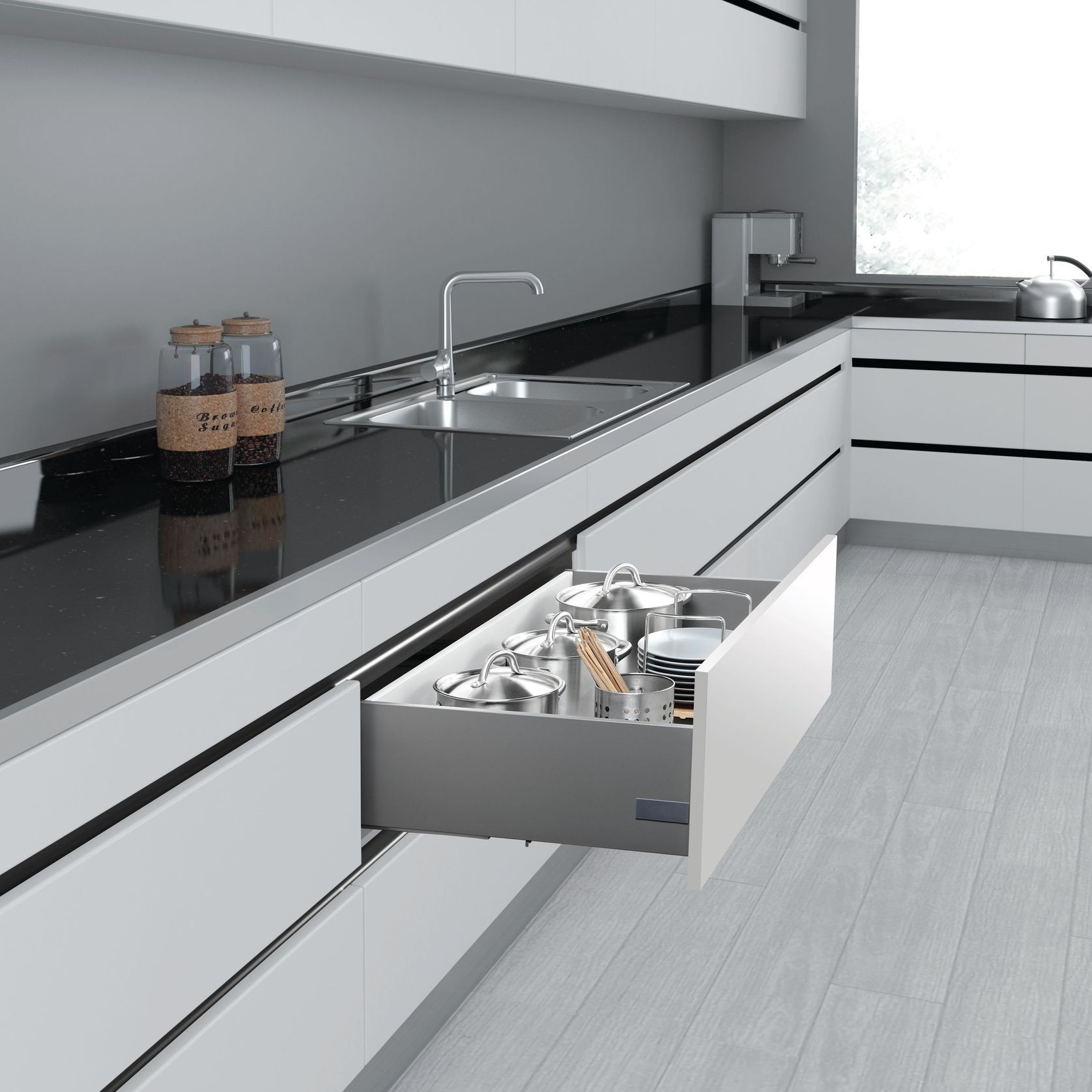 Enko SLIMBOX - Soft Close Drawer System Anthracite Knock In gallery detail image