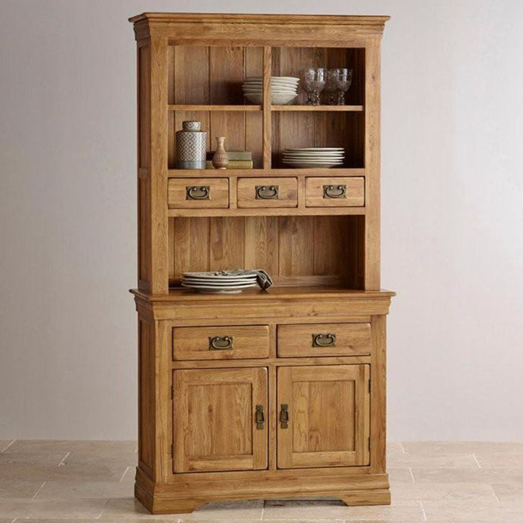 French Rustic Solid Oak Hutch Dresser gallery detail image