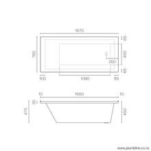 Pure 1670 Inset Bath With 4 Sided Lip gallery detail image