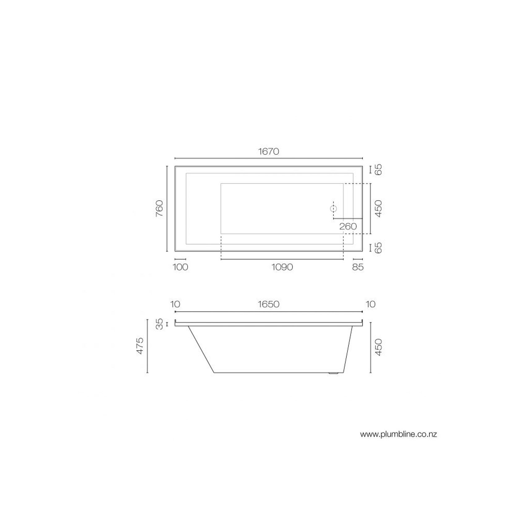 Pure 1670 Inset Bath With 4 Sided Lip gallery detail image