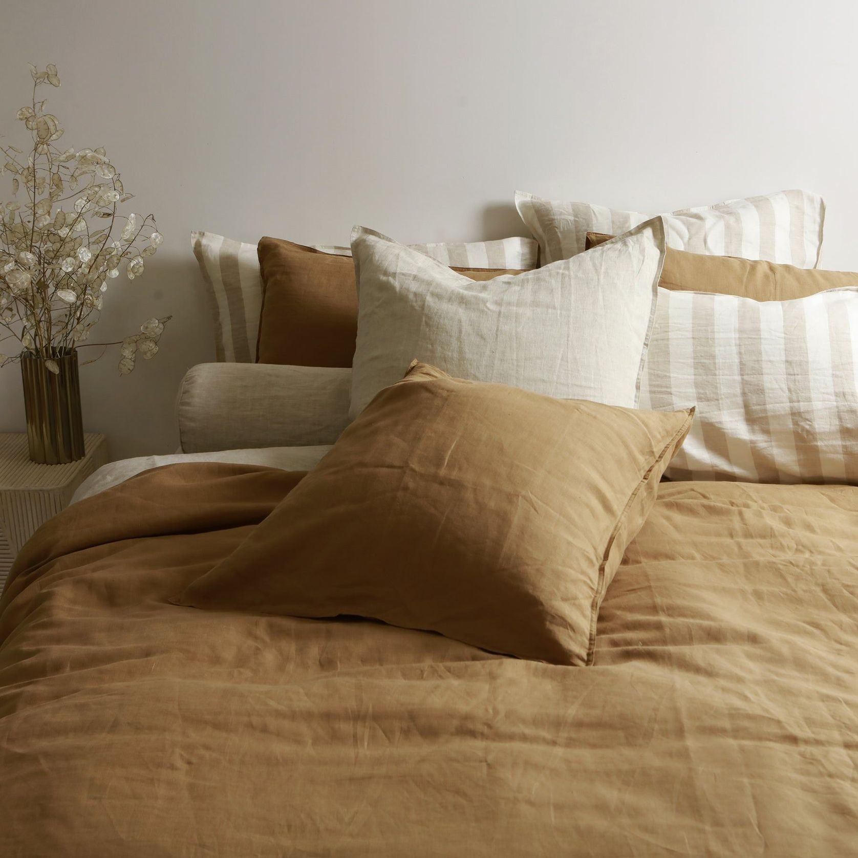 100% French Flax Linen Duvet Cover Set - Ginger gallery detail image