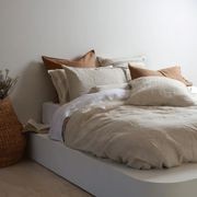 100% French Flax Linen Duvet Cover Set - Natural Oat gallery detail image