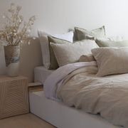 100% French Flax Linen Duvet Cover - Charcoal Pinstripe gallery detail image