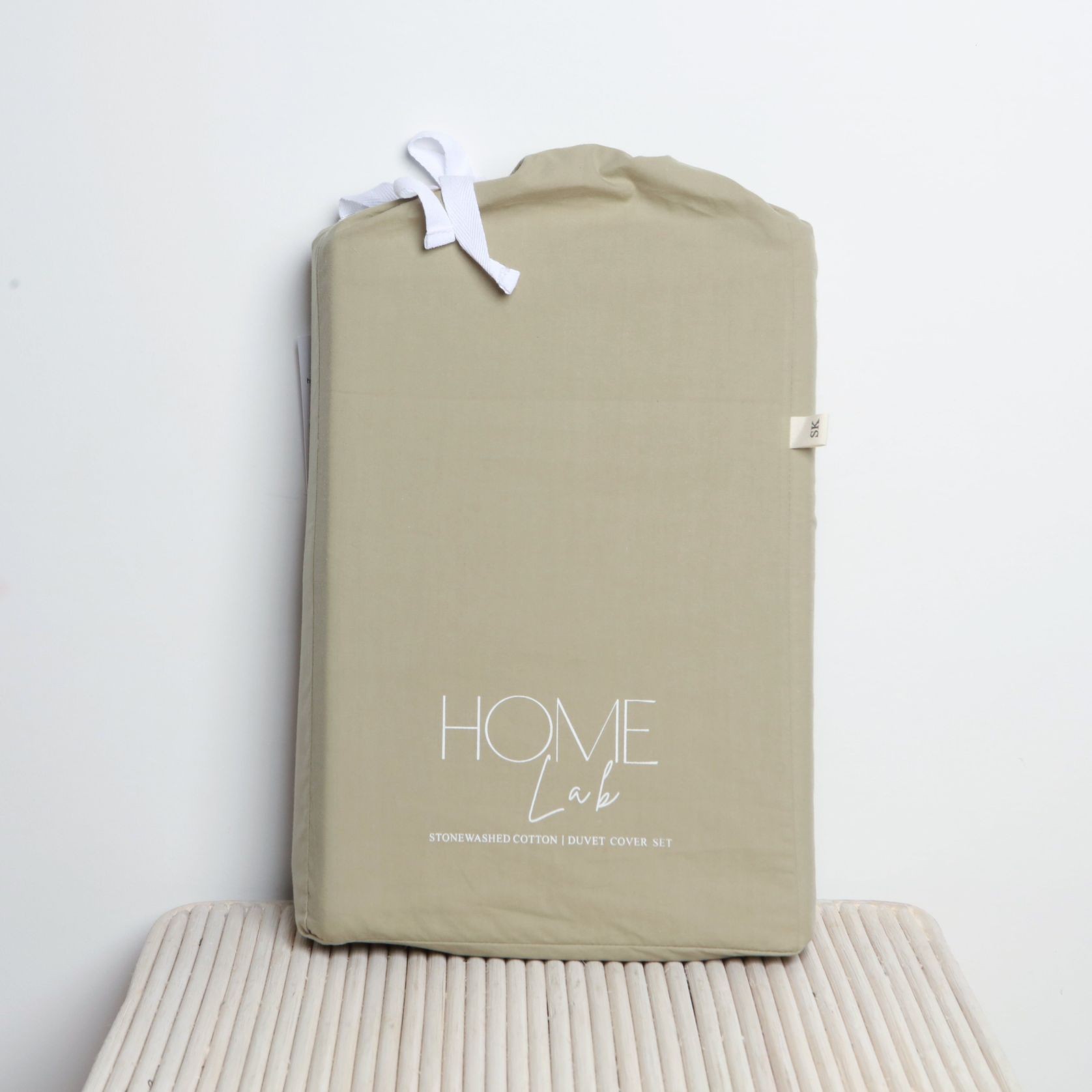 100% Stonewashed Cotton Duvet Set- Light Khaki gallery detail image