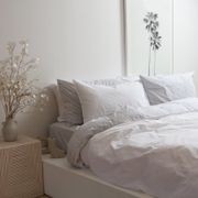 100% Stonewashed Cotton Duvet Set- White gallery detail image