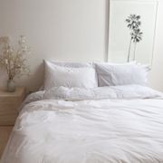 100% Stonewashed Cotton Duvet Set- White gallery detail image