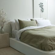 100% Stonewashed Cotton Duvet Set- Light Khaki gallery detail image