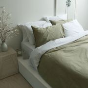 100% Stonewashed Cotton Duvet Set- Light Khaki gallery detail image