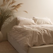 100% Stonewashed Cotton Duvet Set- Ginger Stripe gallery detail image