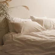 100% Stonewashed Cotton Duvet Set- Ginger Stripe gallery detail image
