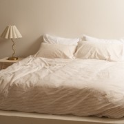 100% Stonewashed Cotton Duvet Set- Ginger Stripe gallery detail image