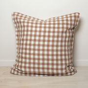 100% French Flax Linen Euro Pillowcase - Ginger Gingham gallery detail image