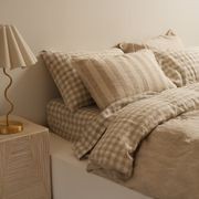 100% French Flax Linen Reversible Duvet Natural Gingham gallery detail image
