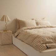 100% French Flax Linen Reversible Duvet Natural Gingham gallery detail image
