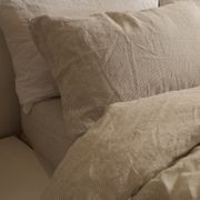 100% French Flax Linen Duvet Cover - Charcoal Pinstripe gallery detail image