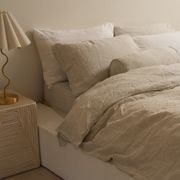 100% French Flax Linen Duvet Cover - Charcoal Pinstripe gallery detail image