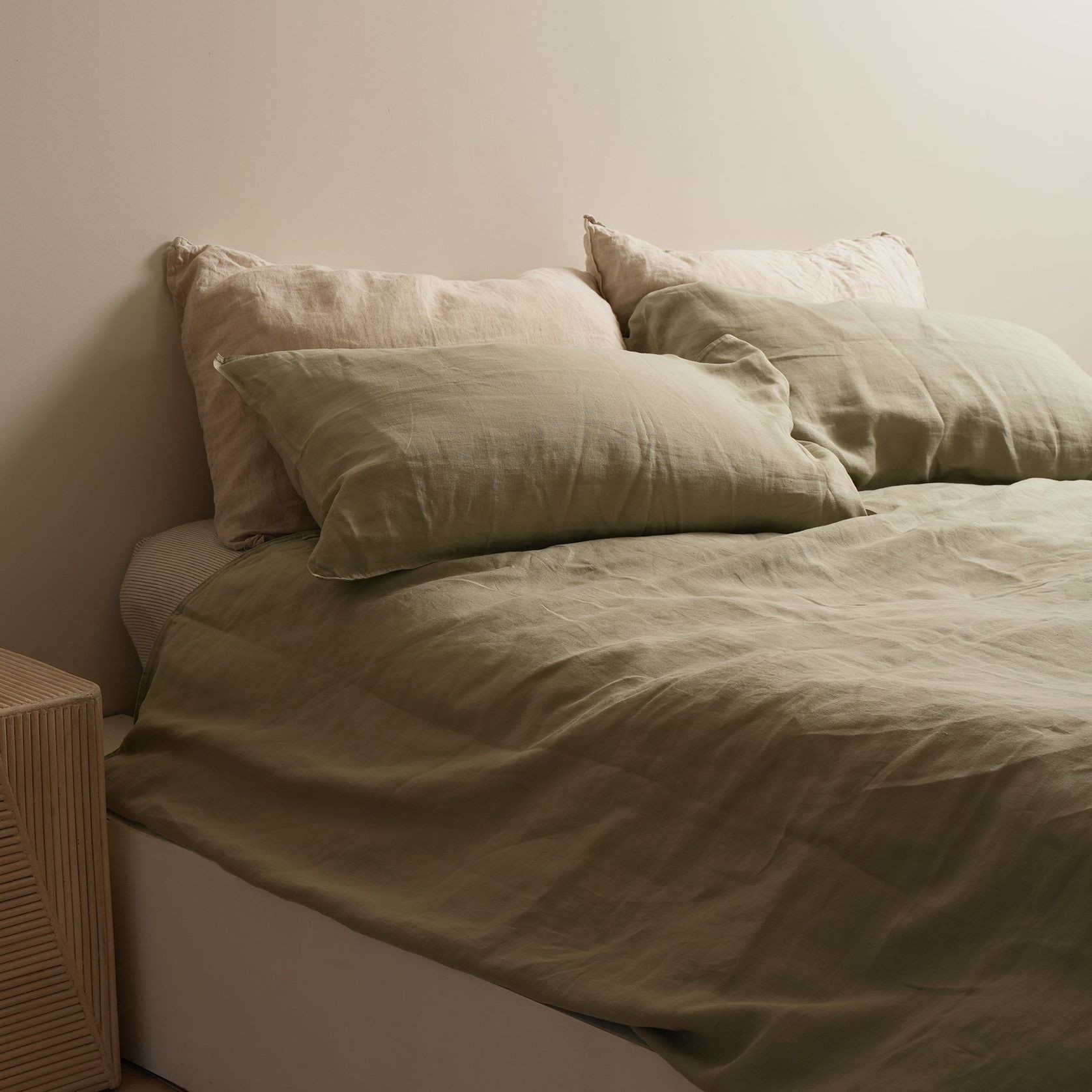 100% French Flax Linen Duvet Cover Set - Sage gallery detail image