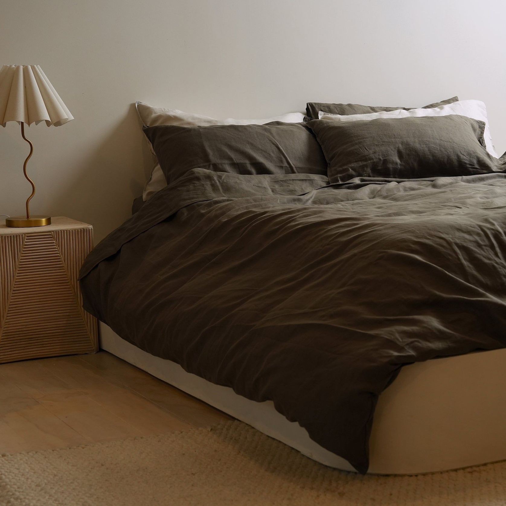 100% French Flax Linen Duvet Set- Deep Moss gallery detail image