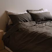 100% French Flax Linen Duvet Set- Deep Moss gallery detail image