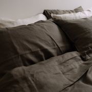 100% French Flax Linen Duvet Set- Deep Moss gallery detail image