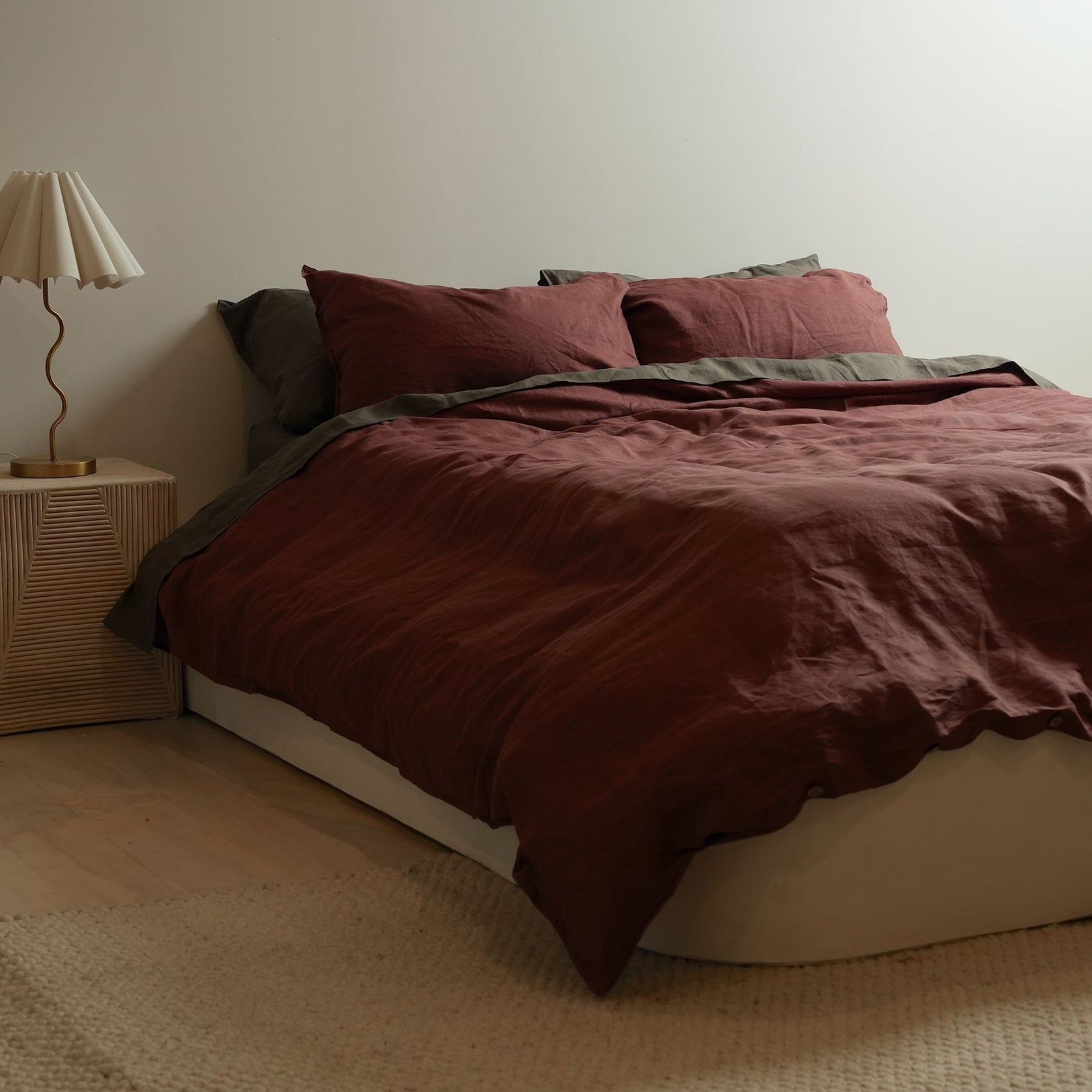 100% French Flax Linen Duvet Set- Antique Rosewood gallery detail image