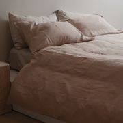 100% French Flax Linen Duvet Cover Set - Latte gallery detail image