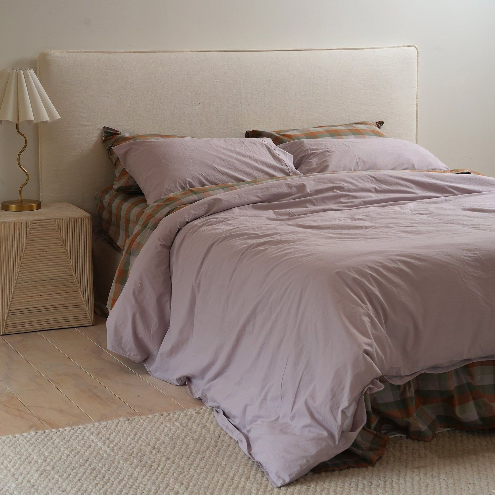 100% Stonewashed Cotton Duvet Set- Lavender gallery detail image