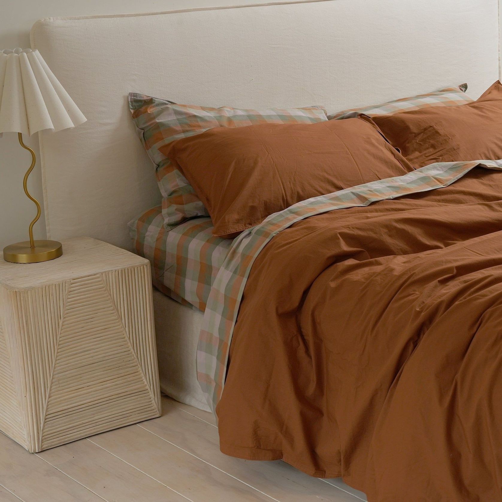 100% Stonewashed Cotton Duvet Set- Rust gallery detail image