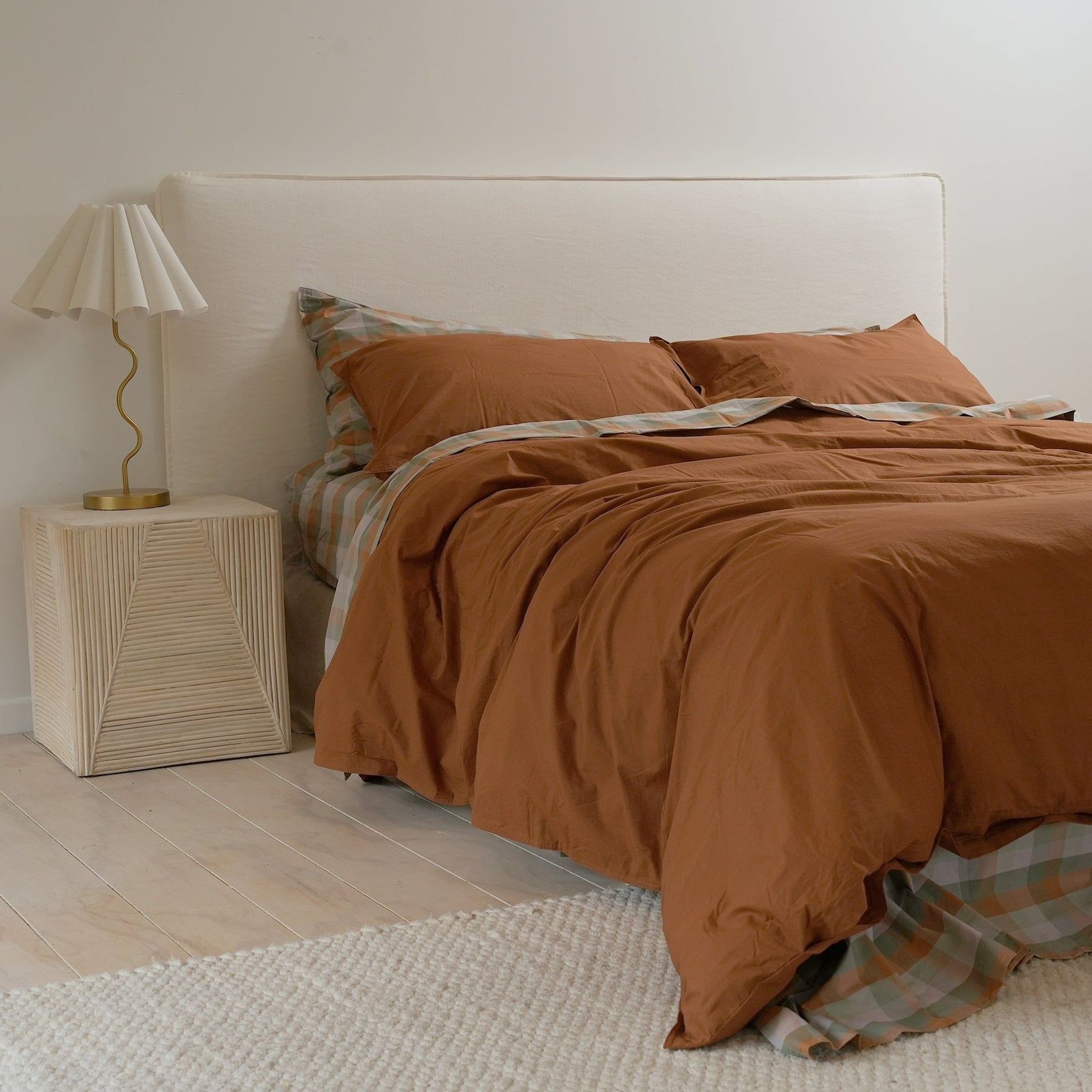 100% Stonewashed Cotton Duvet Set- Rust gallery detail image