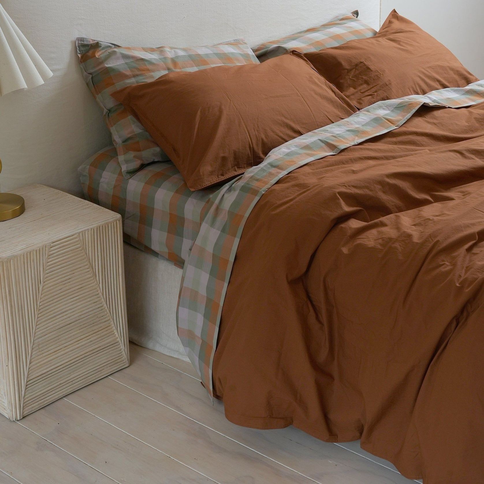 100% Stonewashed Cotton Duvet Set- Rust gallery detail image